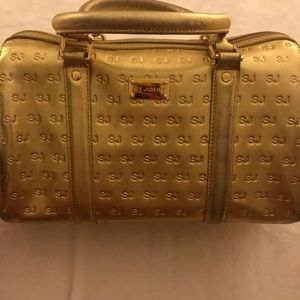 St. John Stamped Dr. Gold Leather Tote